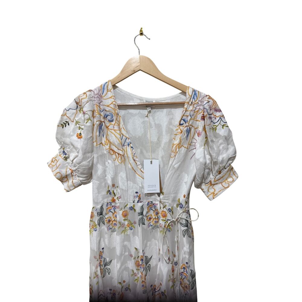 Hemant & Nandita Hoor Overlap Godet Maxi Dress Size Small New with Tags - Picture 14 of 15